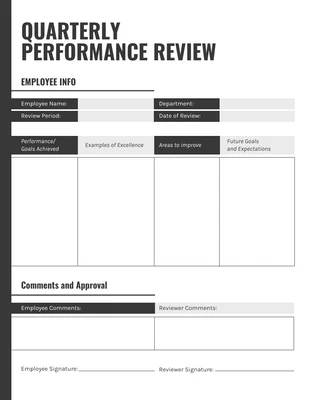 Free  Template: Gray Quarterly Performance Review