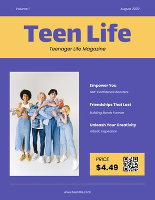 Free  Template: Couverture du magazine violet pour adolescents