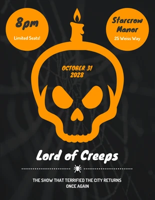Free  Template: Dark Skull Halloween Poster