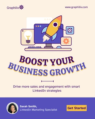 business  Template: Plantilla de crecimiento empresarial en LinkedIn para redes sociales.