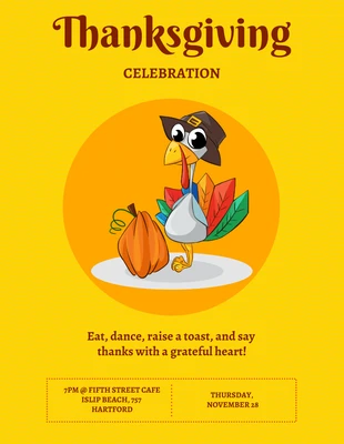 Free  Template: Mustard Turkey Thanksgiving Poster