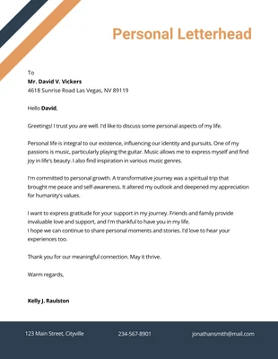 business  Template: Orange And Navy Blue Personal Letterhead
