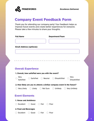 premium accessible and interactive Template: Event Feedback Form Template