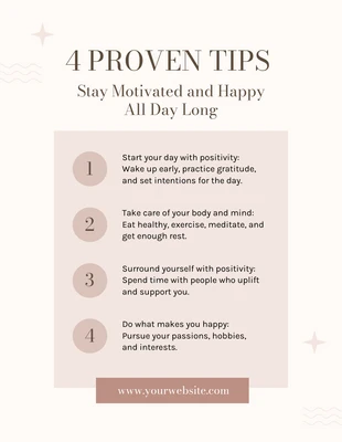 Free  Template: Soft Peach Pink Tips to Stay Happy Poster