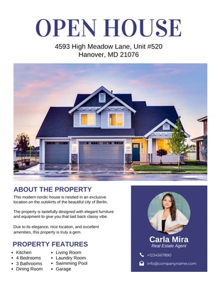 Free  Template: White Modern open House Flyer