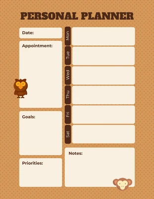Free  Template: Simple Brown Personal Planner