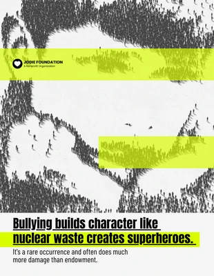 Free  Template: Cartel en blanco y negro sobre el acoso escolar con rotulador fluorescente