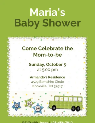 Free  Template: Invitación Baby Shower Verde