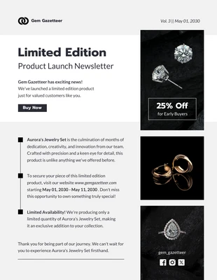 business  Template: Limited Edition Product Launch Newsletter