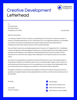 Free  Template: Blue Electric Company Letterhead