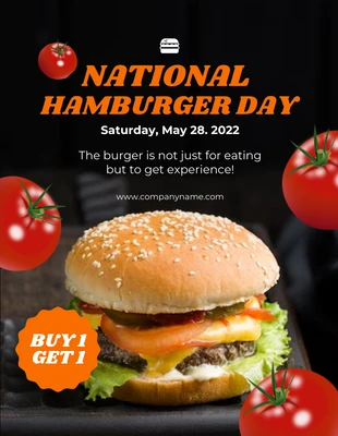 Free  Template: Black Modern National Hamburger Day Flyer