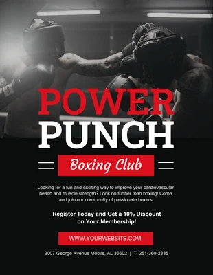 Free  Template: Poster del Boxing Club Nero e Rosso
