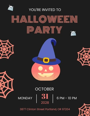 Free  Template: Convite de Halloween Minimalista Preto e Rosa