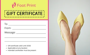 Free  Template: Certificat cadeau Yellow Shoes