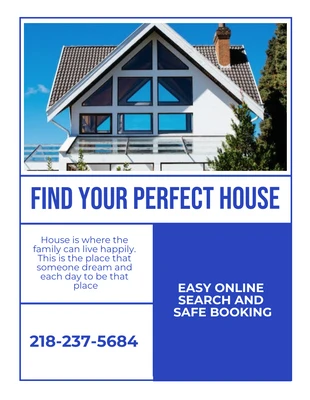 Free  Template: Flyer d'agent immobilier minimaliste blanc et bleu
