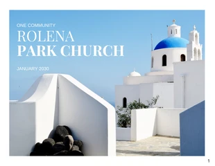 Free  Template: Blanco Y Azul Moderno Limpio Minimalista Iglesia Comunitaria Presentación