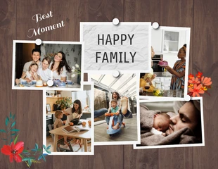 Free  Template: Brown And Grey Floral Family Love Collages