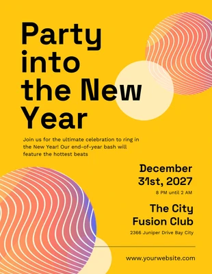 Free  Template: Yellow The New Year Party Poster Template