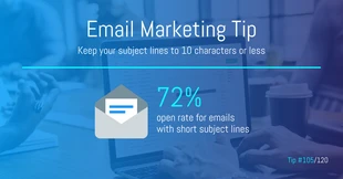 Free  Template: Messaggio blu di email marketing Suggerimento di LinkedIn