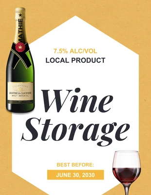 Free  Template: ملصق تخزين النبيذ ذو الملمس الحديث باللونين الأصفر والأبيض