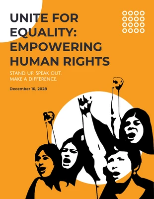 Free  Template: Poster sui diritti umani con illustrazione moderna e giocosa in bianco e arancione