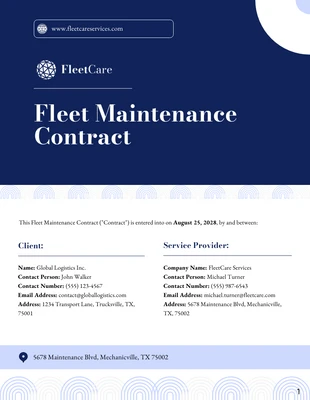 business  Template: Plantilla de contrato de mantenimiento de flota
