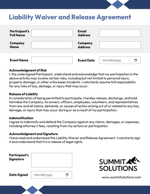 Free interactive Template: Liability Contract Template