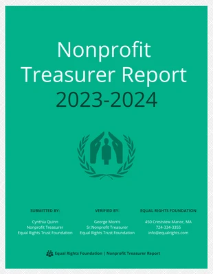 premium  Template: Grüne Gleichberechtigung Nonprofit Schatzmeister Bericht