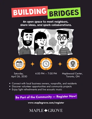 Free  Template: Modello di poster per eventi di networking comunitario