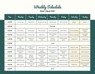 Free  Template: Plantilla gratuita de horario/schedule/table de tiempo.