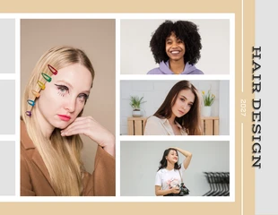 Free  Template: Collage de conception de cheveux minimaliste beige et blanc