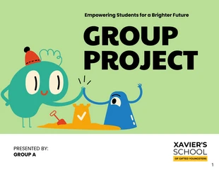 Free  Template: Presentación de educación de proyecto de grupo de personajes coloridos