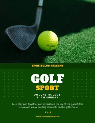 Free  Template: Dunkelgrünes minimalistisches Golf-Poster