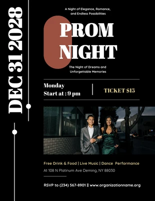 Free  Template: Black Aesthetic Simple Prom Night Poster