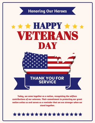 Cream Blue & Red Classic Illustrated Veterans Day Posters