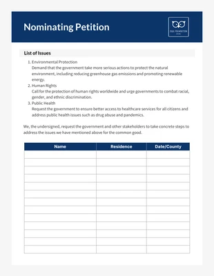 business  Template: Navy and Grey Minimalist Petition Form