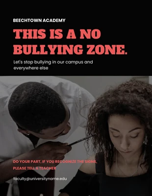 Free  Template: Preto e Vermelho Moderno Antibullying no Campus