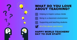 Free  Template: Passione Giornata Mondiale degli Insegnanti Post su Facebook