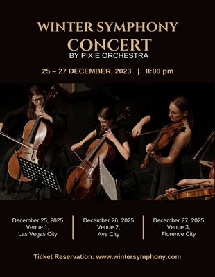 Free  Template: Black Modern Symphony Concert Flyer