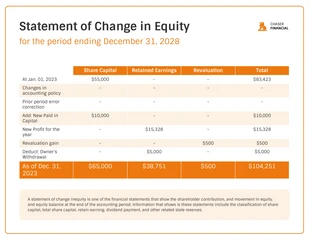 premium  Template: Statement of Change in Equity Financial Report