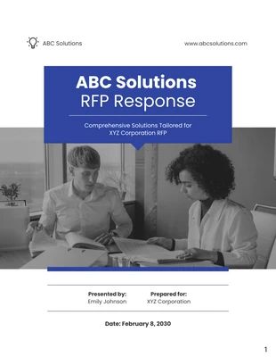 business  Template: Respuesta a solicitud de propuesta (RFP) en azul moderno y blanco