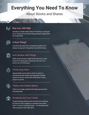 business  Template: إنفوجرافيك حقائق الأسهم المالية والأسهم