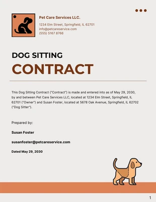 Free  Template: Modello di contratto per dog sitter