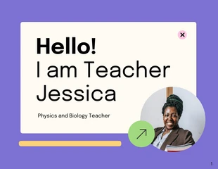 Free  Template: Apresentação do professor em tons pastéis e coloridos sobre mim