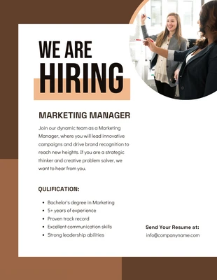 Free  Template: Brown and White Hiring Poster
