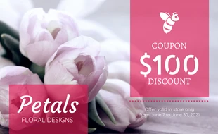 premium  Template: Floral Pink Discount Voucher