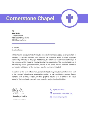 Free  Template: White And Light Purple Church Chapel Letterhead Template