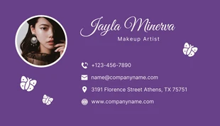 Dark Purple Simple Illustration Make-Up Artist Business Card - صفحة 2