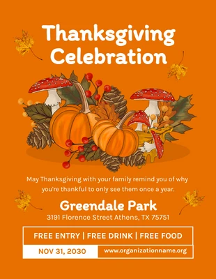 Free  Template: Orange Modern Illustration Thanksgiving Celebration Poster