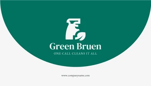 Free  Template: Cartão De Visita Limpeza Minimalista Verde E Branco